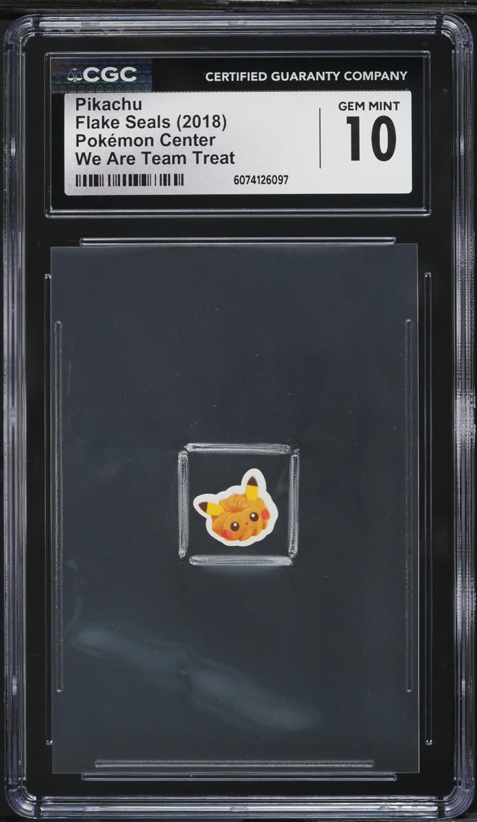 2018 Pokemon Center Flake Seals We Are Team Treat Pikachu CGC 10 GEM MINT