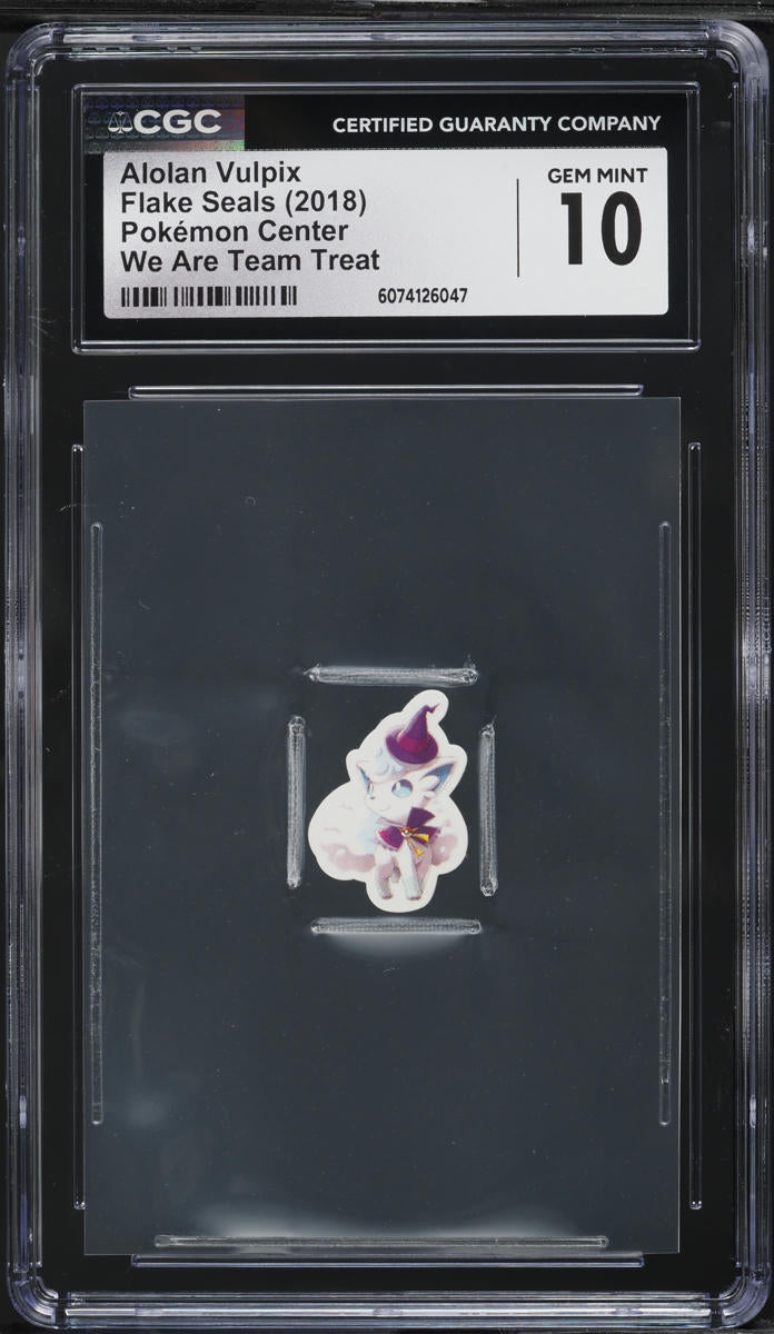 2018 Pokemon Center Flake Seals We Are Team Treat Alolan Vulpix CGC 10 GEM MINT