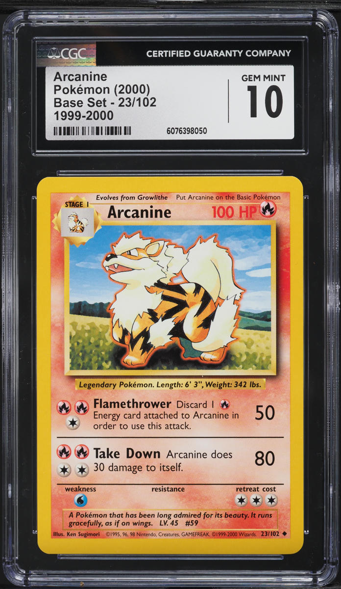 2000 Pokemon Base Set Arcanine #23 CGC 10 GEM MINT