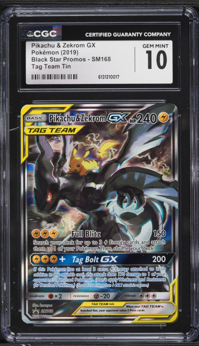 2019 Pokemon Tag Team Promo Pikachu & Zekrom GX #SM168 CGC 10