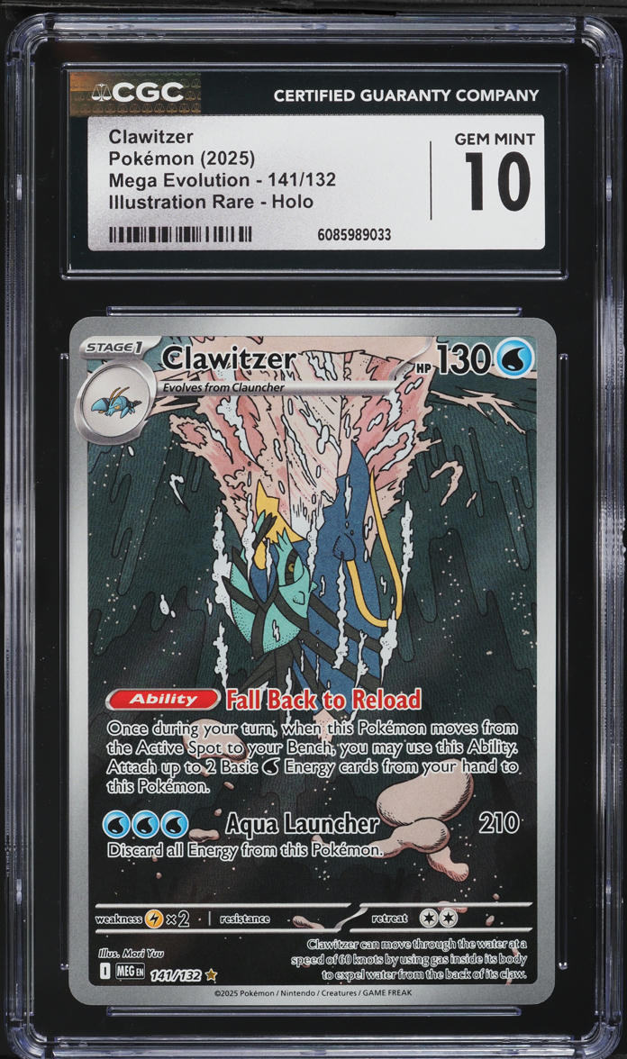 2025 Pokemon Mega Evolution IR Clawitzer #141 CGC 10