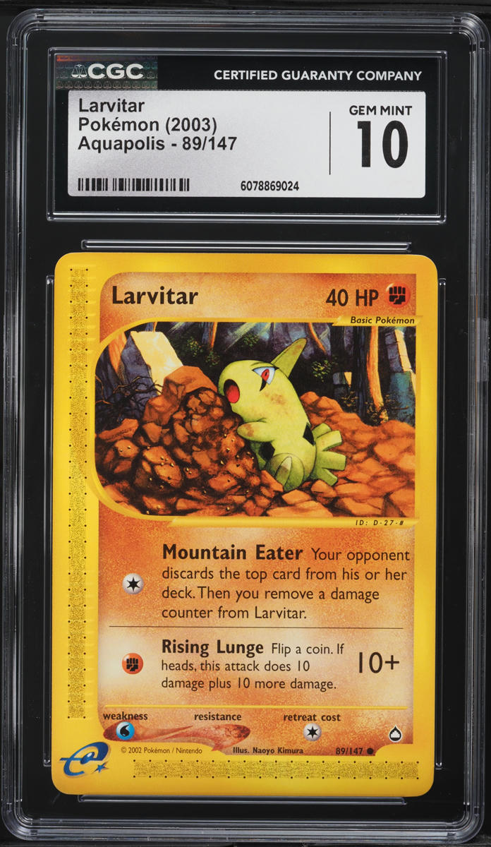 2003 Pokemon Aquapolis Larvitar #89 CGC 10 GEM MINT