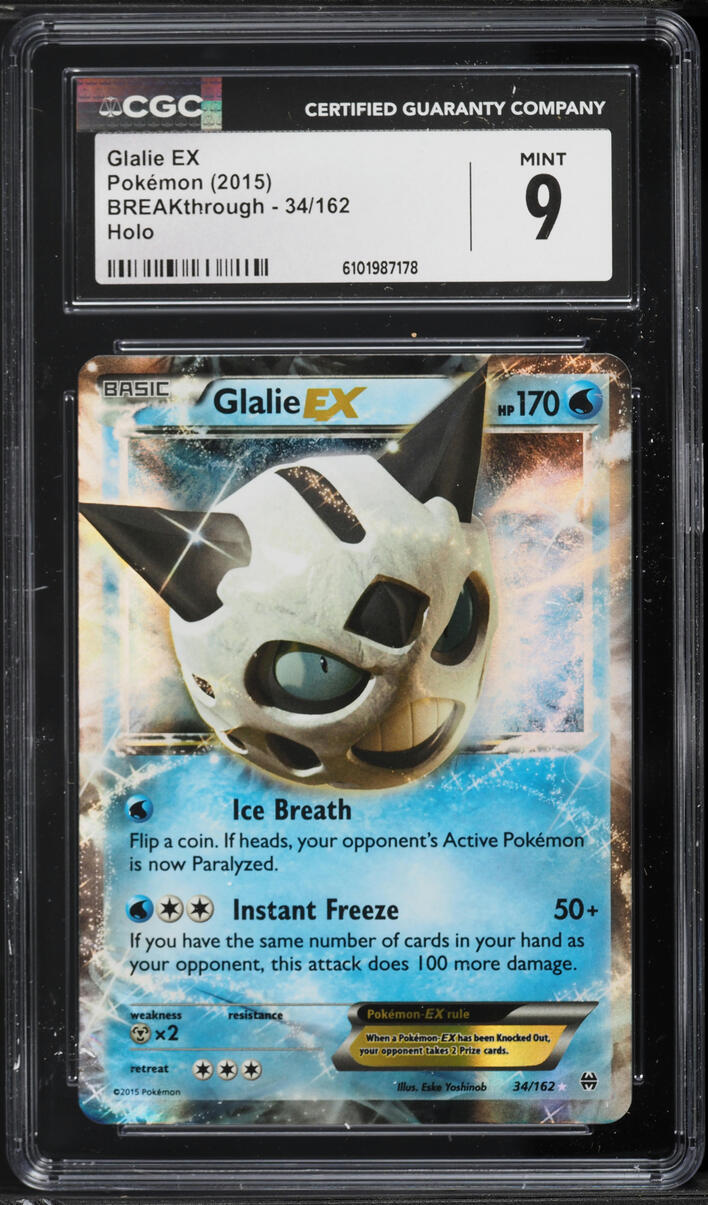 2015 Pokemon XY BREAKthrough Holo Glalie EX #34 CGC 9 MINT