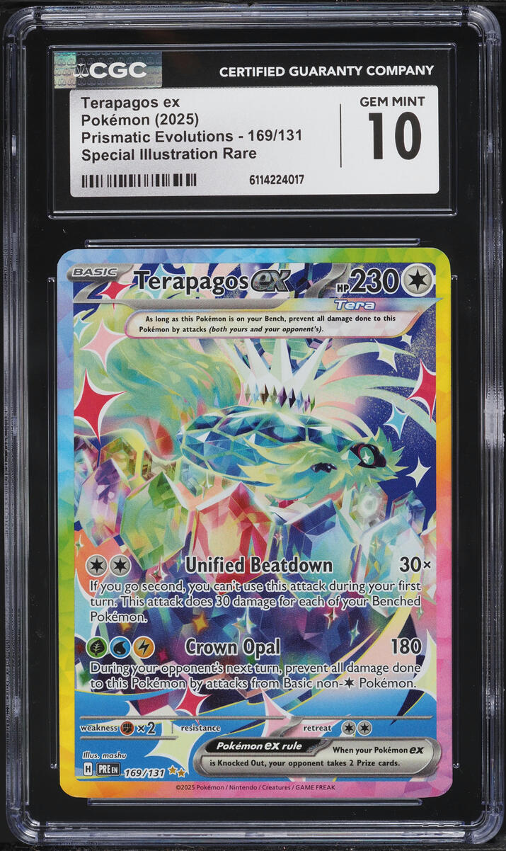 2025 Pokemon Prismatic Evolutions SIR Terapagos EX #169 CGC 10