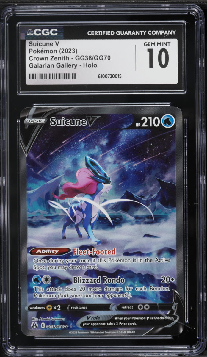2023 Pokemon Crown Zenith Alt Art Suicune V #GG38 CGC 10