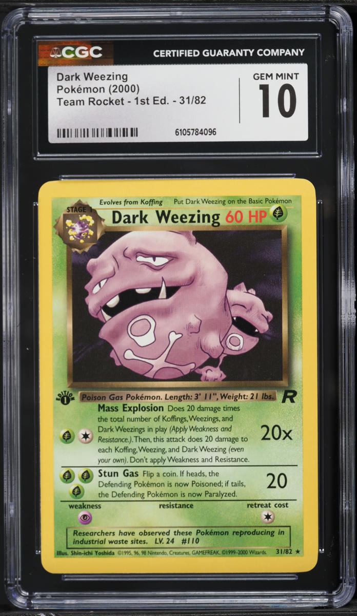 2000 Pokemon Team Rocket 1st Edition Dark Weezing #31 CGC 10