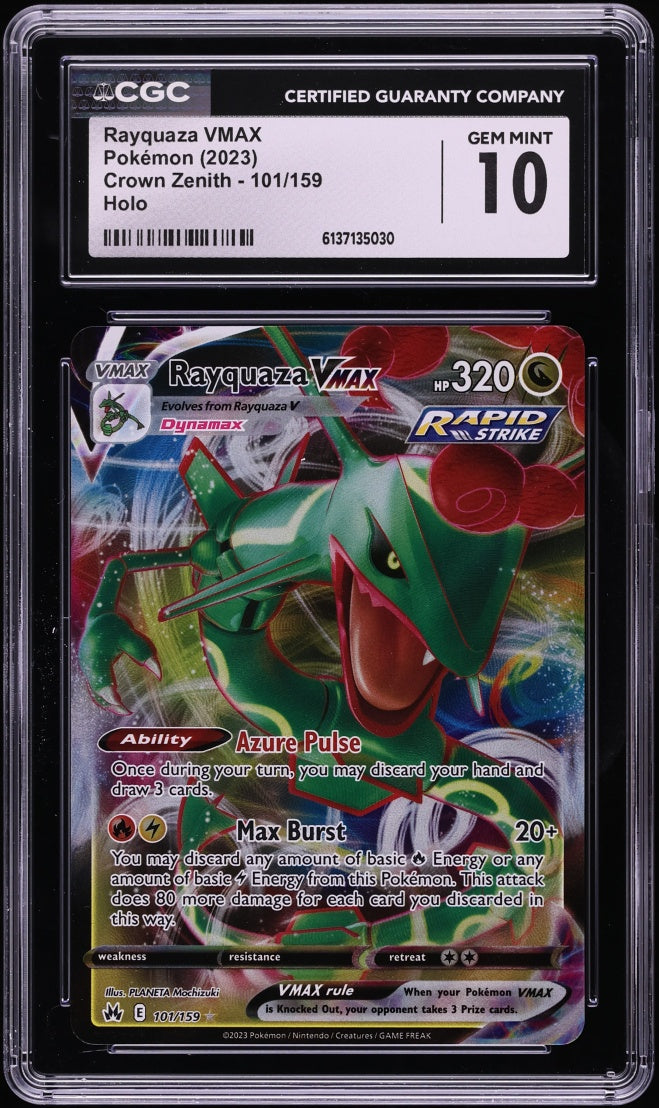 2023 Pokemon Crown Zenith Rayquaza VMAX #101 CGC 10