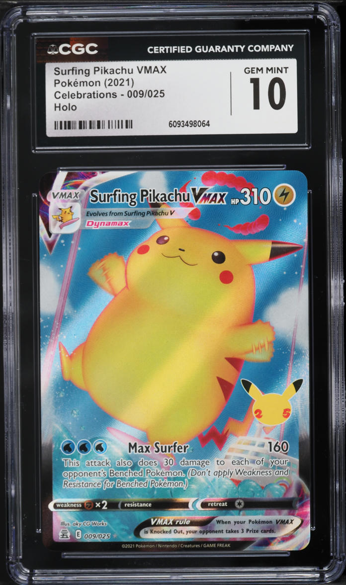 2021 Pokemon Celebrations Surfing Pikachu VMAX #9 CGC 10