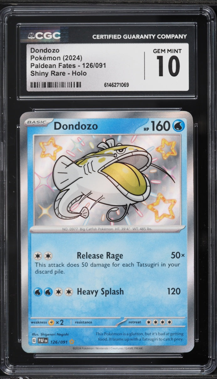 2024 Pokemon Paldean Fates Shiny Rare Dondozo #126 CGC 10