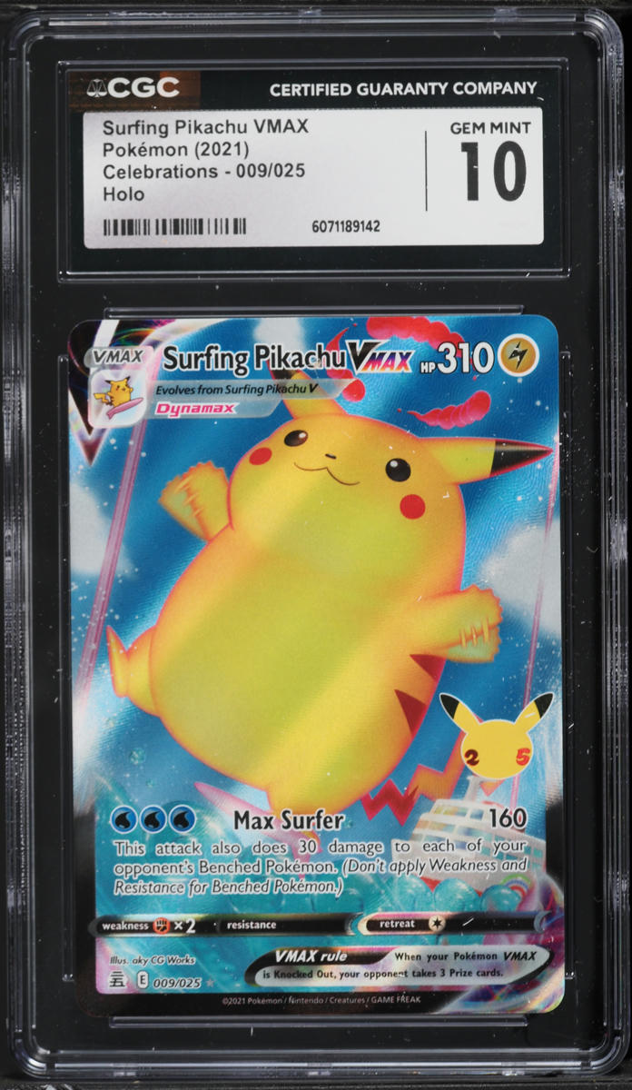 2021 Pokemon Celebrations Full Art Surfing Pikachu VMAX #9 CGC 10