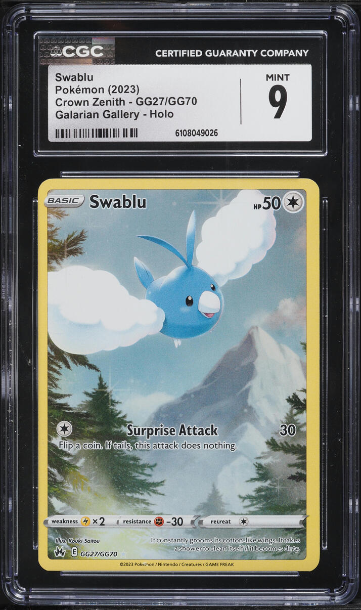 2023 Pokemon Crown Zenith Swablu #GG27 CGC 9
