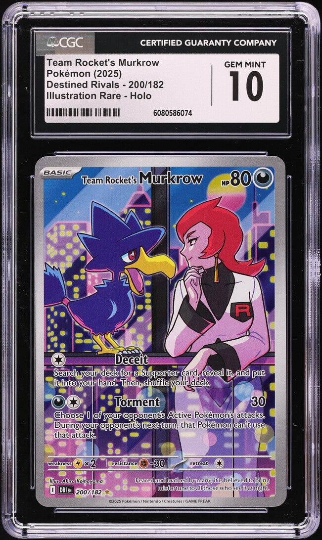 2025 Pokemon SV Destined Rivals IR Team Rocket's Murkrow #200 CGC 10 GEM MINT