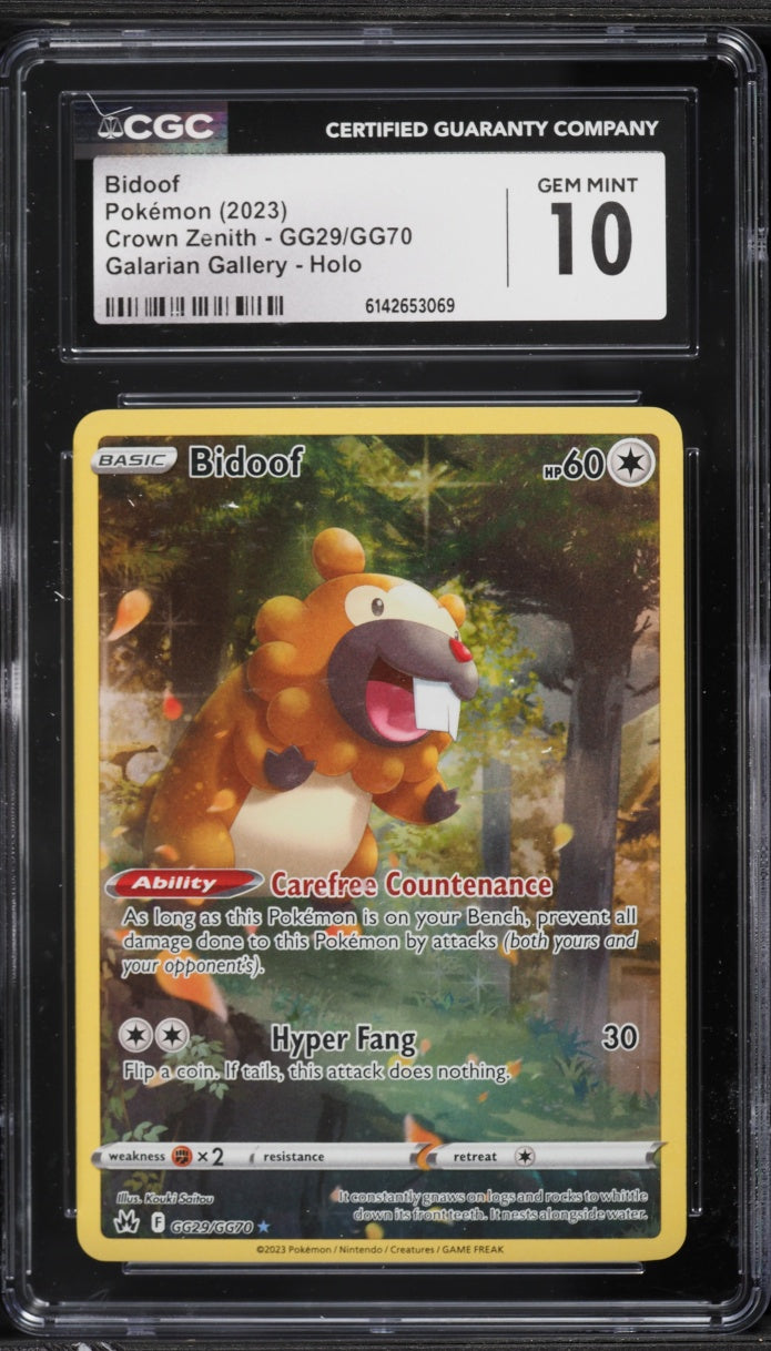 2023 Pokemon Crown Zenith Bidoof #GG29 CGC 10
