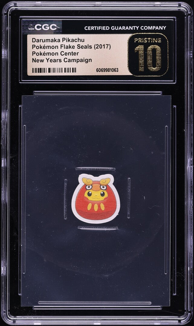 2017 Pokemon Center Flake Seals New Years Campaign Darumaka Pikachu CGC 10