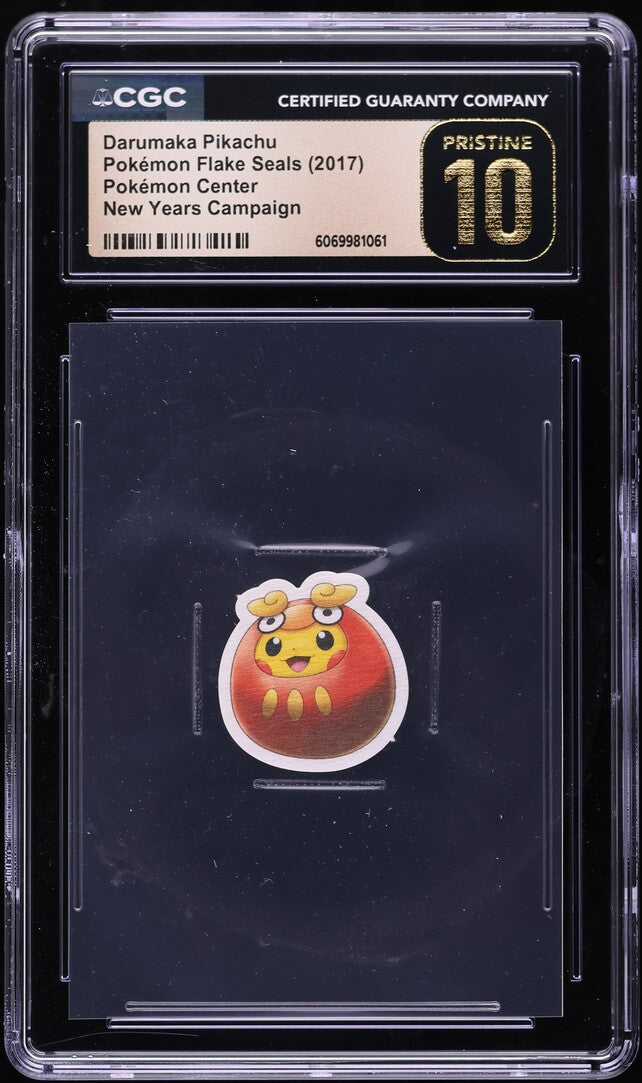 2017 Pokemon Center Flake Seals New Years Campaign Darumaka Pikachu CGC 10
