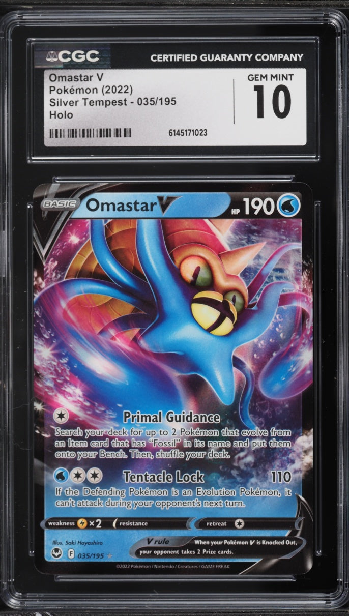 2022 Pokemon Silver Tempest Omastar V #035 CGC 10