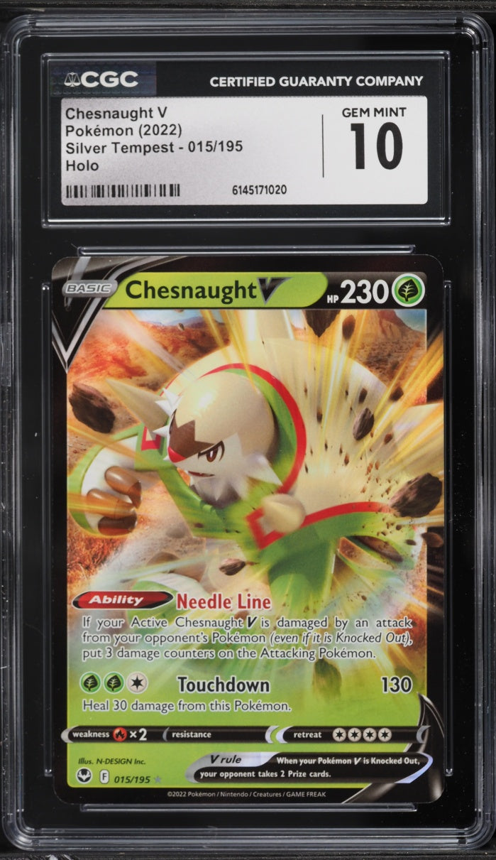 2022 Pokemon Silver Tempest Chesnaught V #015 CGC 10
