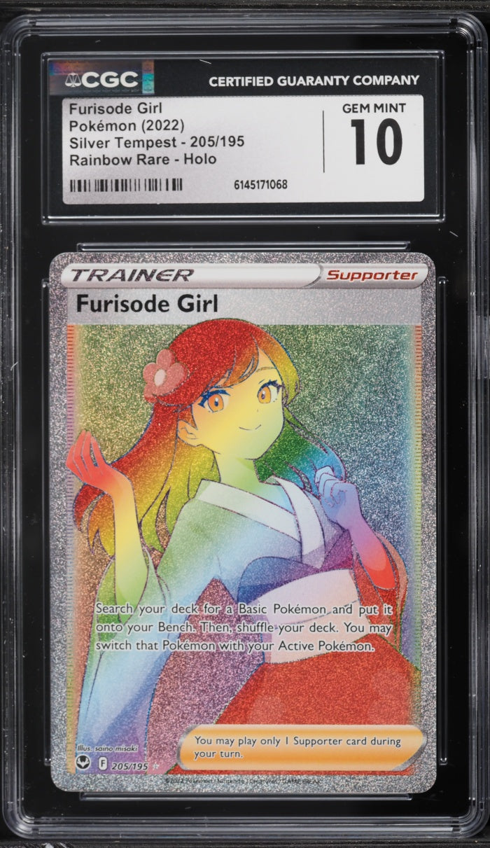 2022 Pokemon Silver Tempest Rainbow Rare Furisode Girl #205 CGC 10