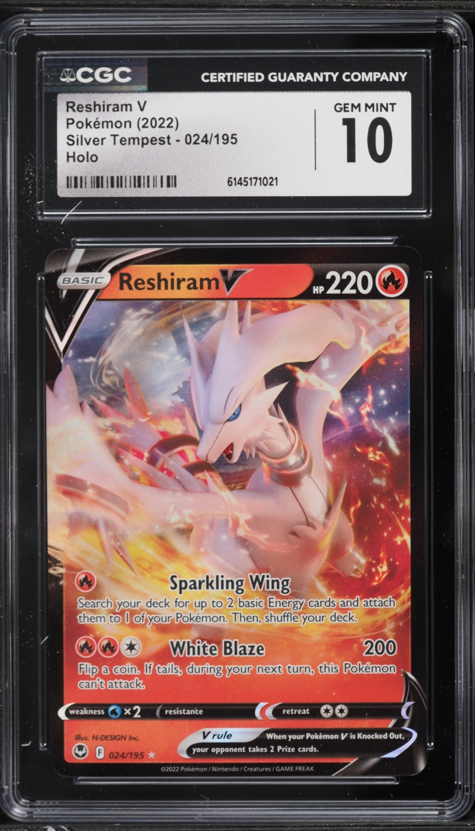 2022 Pokemon Silver Tempest Reshiram V #024 CGC 10