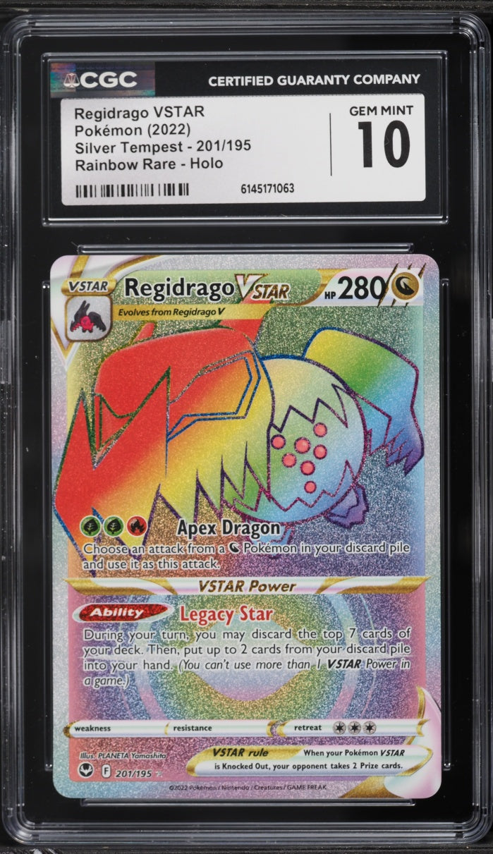2022 Pokemon Silver Tempest Rainbow Rare Regidrago VSTAR #201 CGC 10