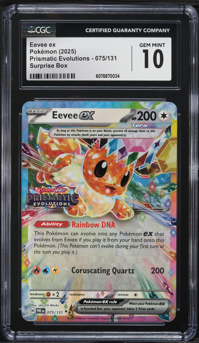 2025 Pokemon SV Prismatic Evolutions Surprise Box Eevee ex #75 CGC 10 GEM MINT