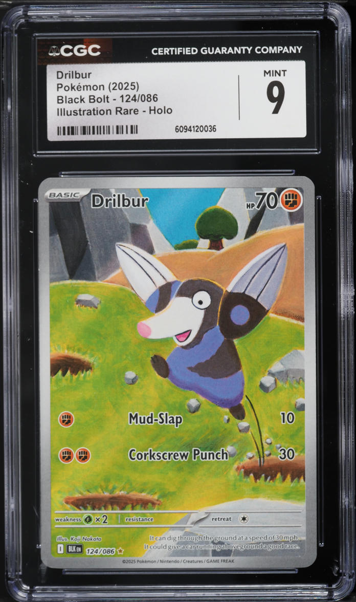 2025 Pokemon Black Bolt IR Drilbur #124 CGC 9