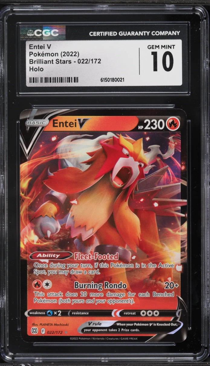 2022 Pokemon Brilliant Stars Entei V #022 CGC 10