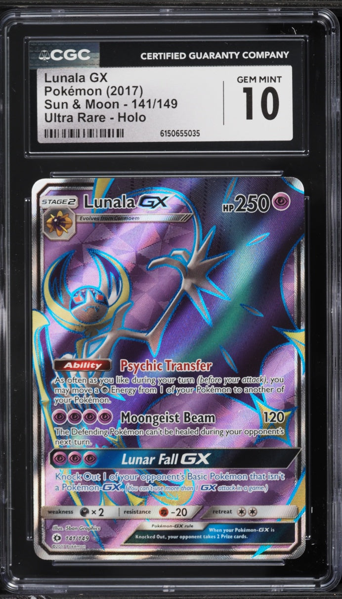 2017 Pokemon Sun & Moon Lunala GX #141 CGC 10