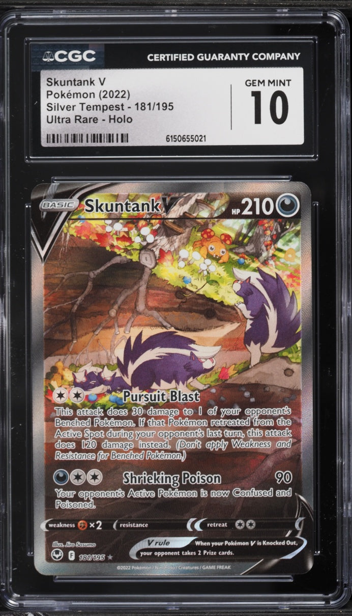 2022 Pokemon Silver Tempest Alt Art Skuntank V #181 CGC 10