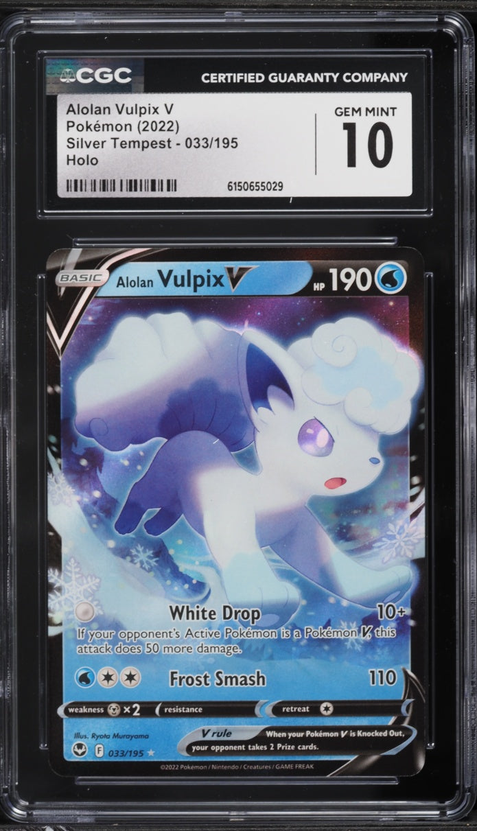 2022 Pokemon Silver Tempest Holo Alolan Vulpix V #033 CGC 10