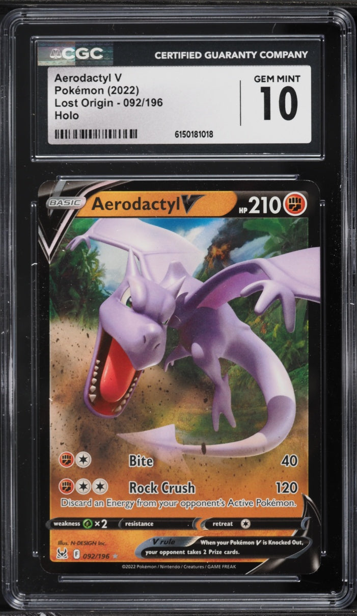 2022 Pokemon Lost Origin Holo Aerodactyl V #092 CGC 10