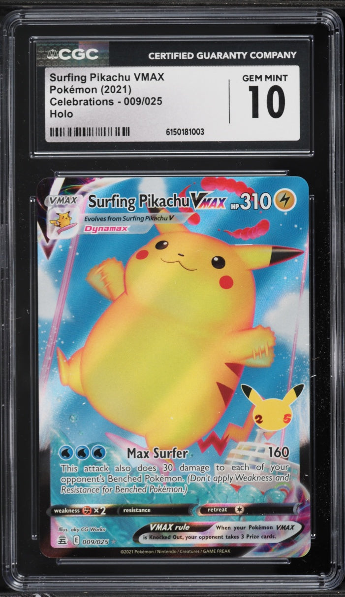 2021 Pokemon Celebrations Surfing Pikachu VMAX #009 CGC 10