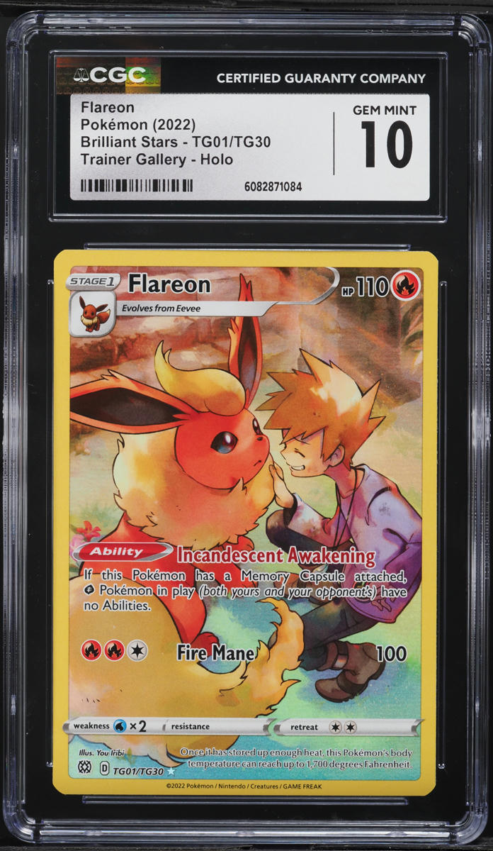 2022 Pokemon Brilliant Stars CHR Flareon #TG01 CGC 10