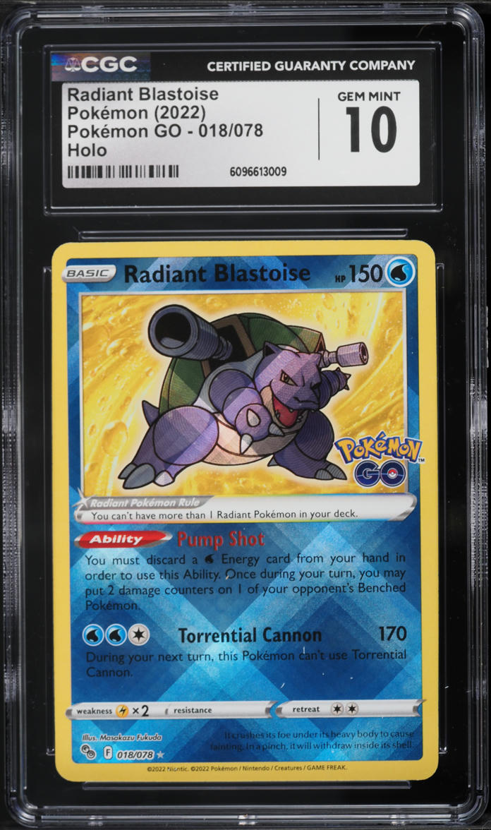 2022 Pokemon GO Holo Radiant Blastoise #018 CGC 10
