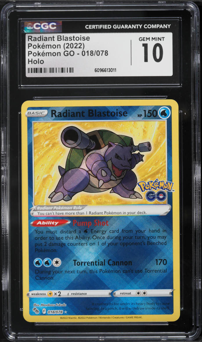 2022 Pokemon GO Holo Radiant Blastoise #018 CGC 10