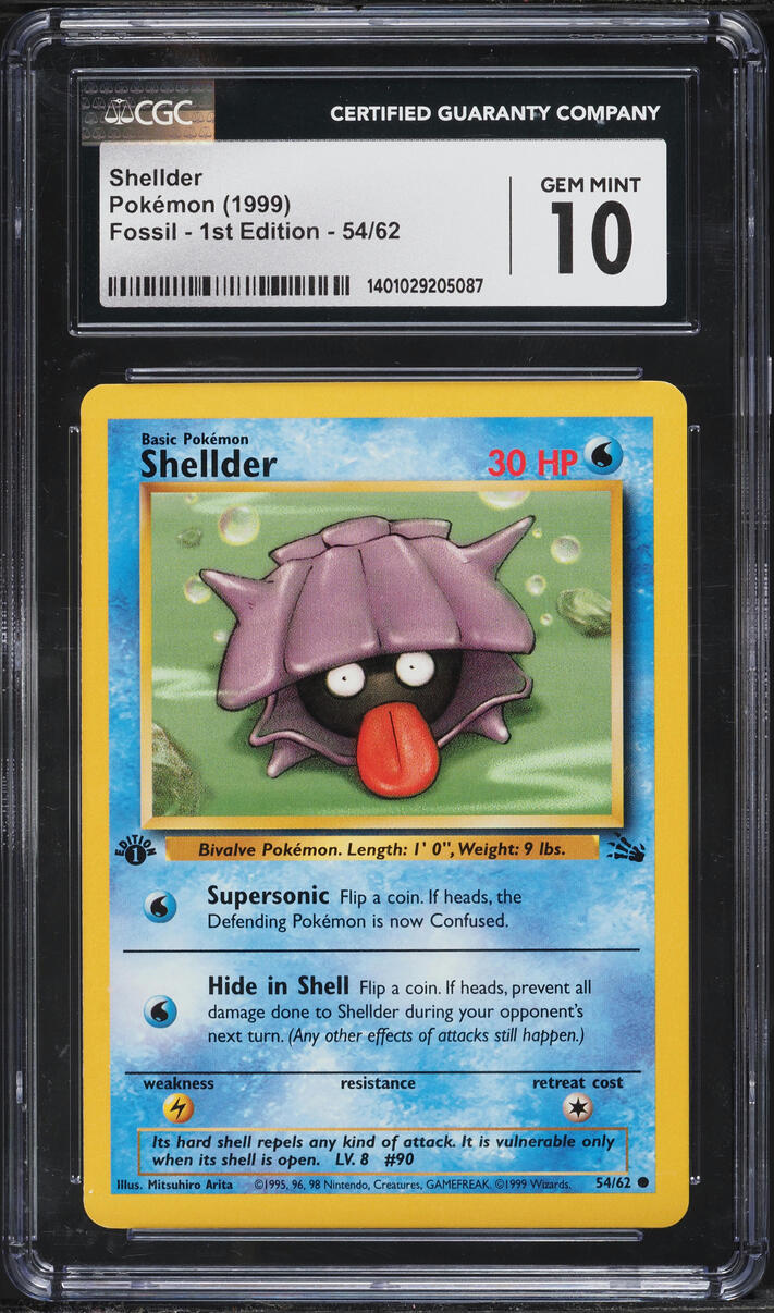 1999 Pokemon Fossil 1st Edition Shellder #54 CGC 10