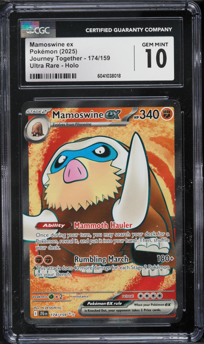 2025 Pokemon Journey Together Full Art Mamoswine ex #174 CGC 10