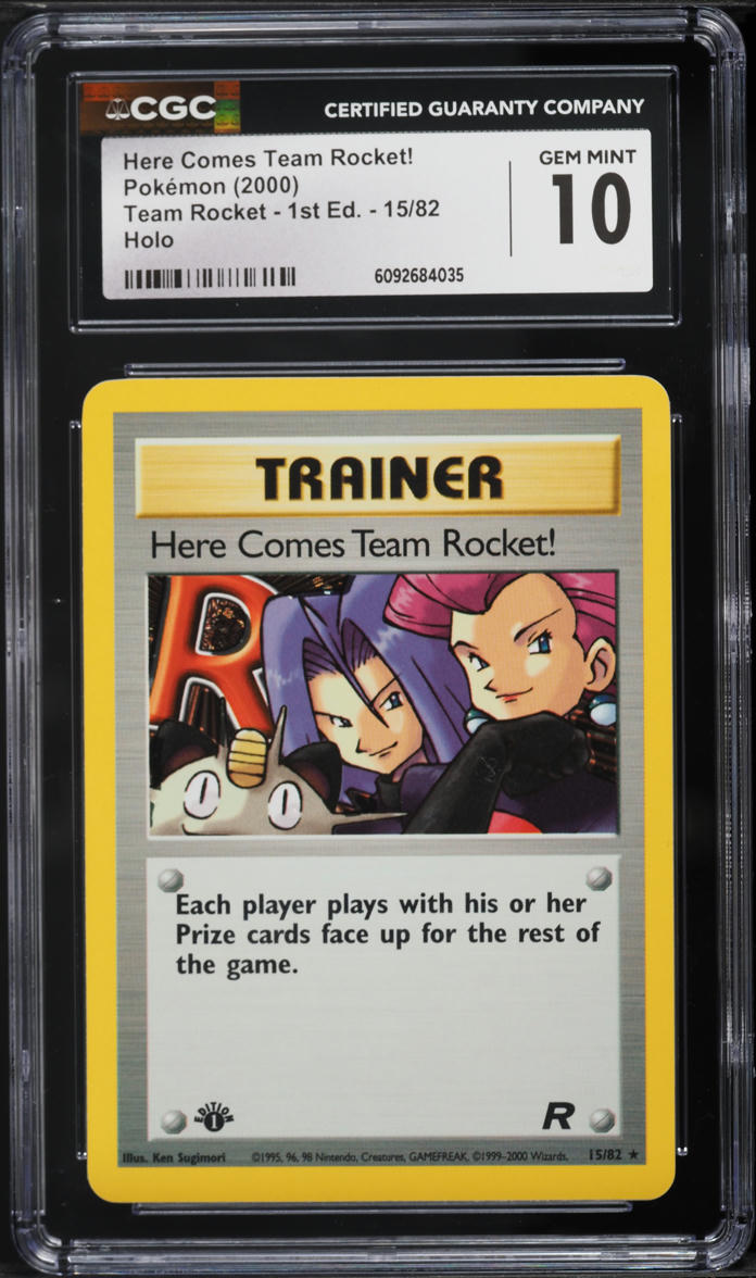 2000 Pokemon Team Rocket 1st Edition Holo Here Comes Team Rocket! #15 CGC 10