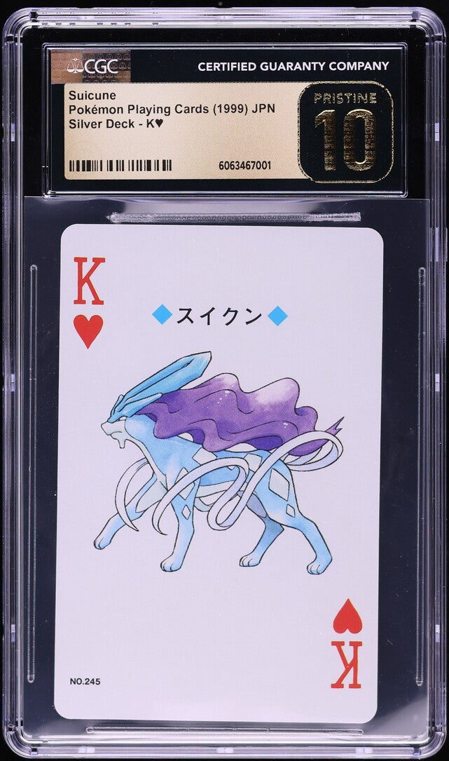 1999 Pokemon Japanese Playing Cards Silver Deck Suicune #K CGC 10 PRISTINE