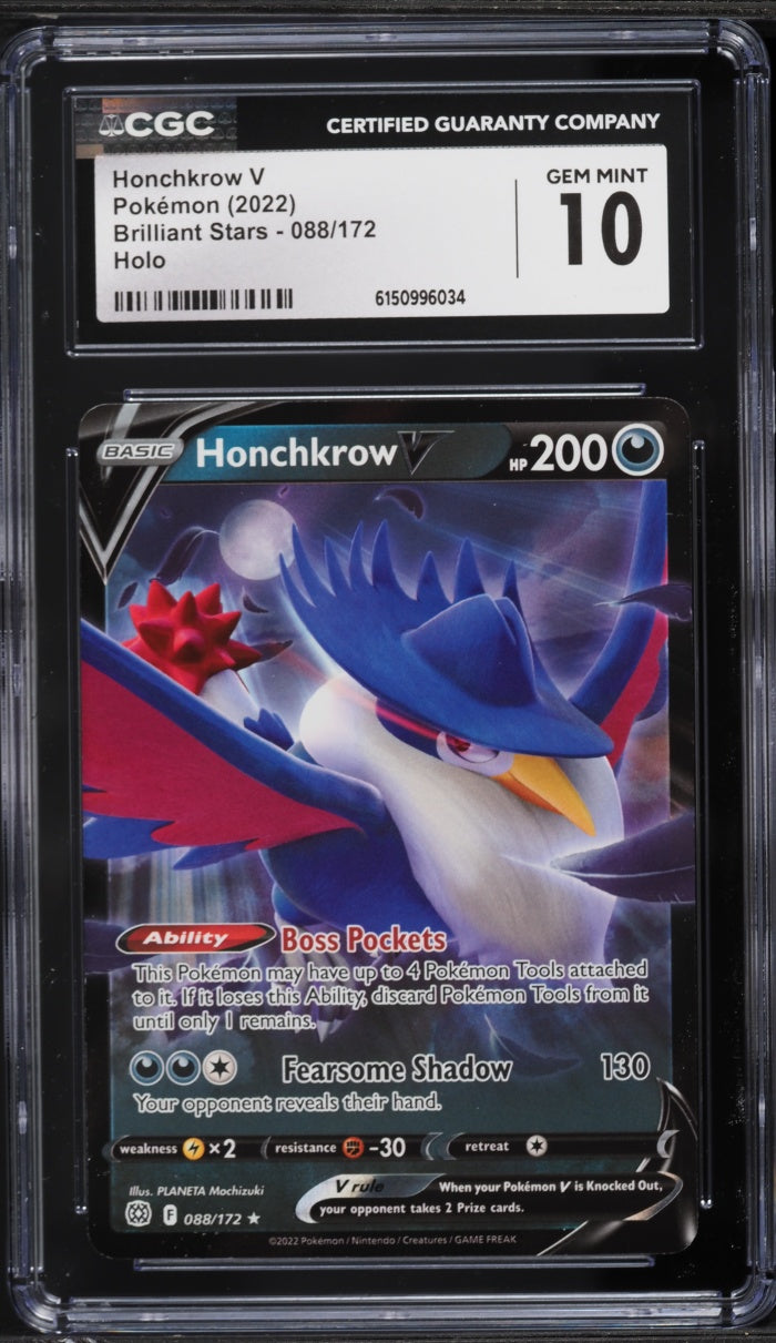 2022 Pokemon Brilliant Stars Alt Art Honchkrow V #088 CGC 10