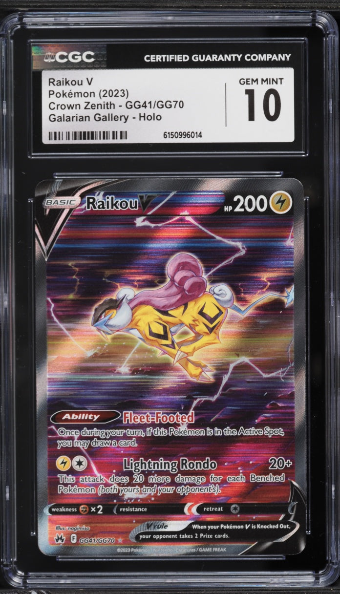 2023 Pokemon Crown Zenith Alt Art Raikou V #GG41 CGC 10