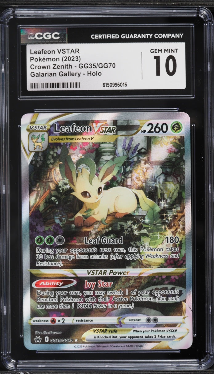 2023 Pokemon Crown Zenith Alt Art Leafeon VSTAR #GG35 CGC 10