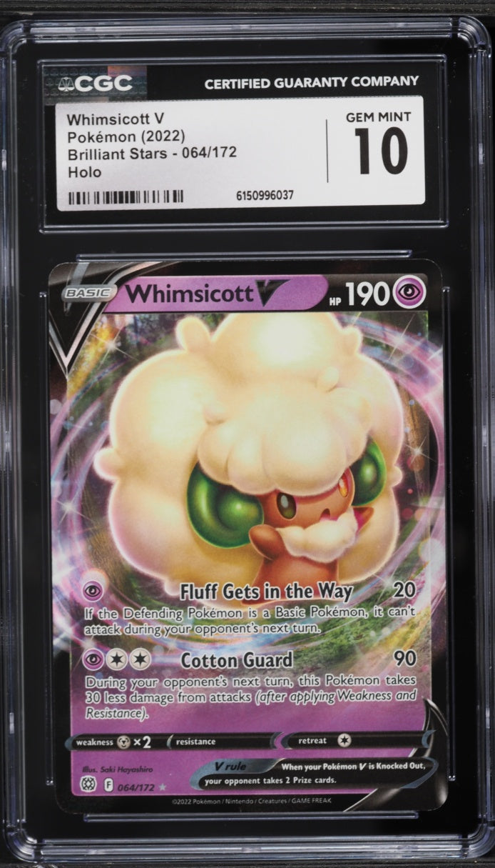 2022 Pokemon Brilliant Stars Alt Art Whimsicott V #064 CGC 10