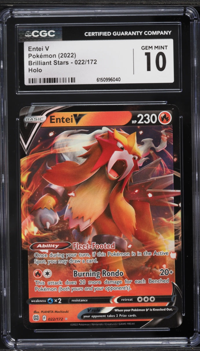 2022 Pokemon Brilliant Stars Entei V #022 CGC 10