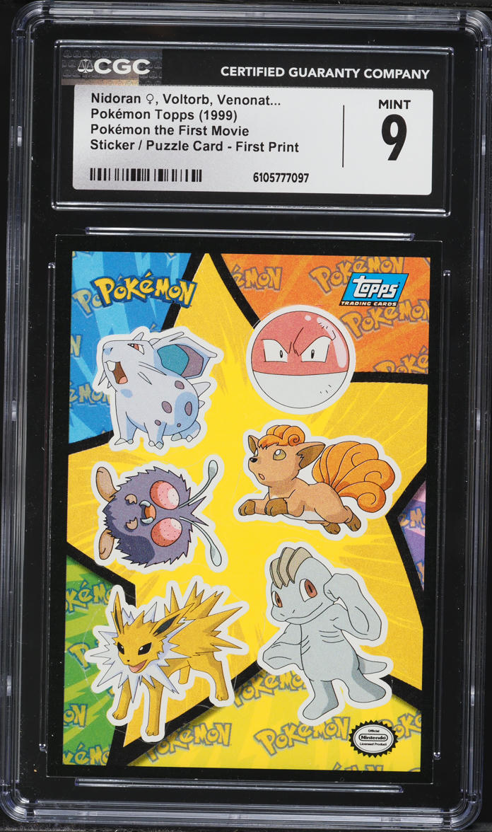 1999 Topps Pokemon The First Movie Sticker Puzzle Card Nidoran Voltorb Venonat CGC 9 MINT