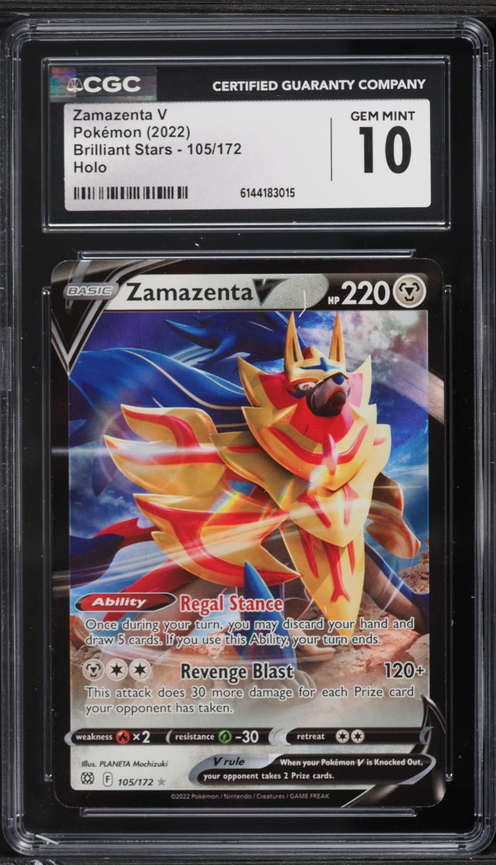 2022 Pokemon Brilliant Stars Zamazenta V #105 CGC 10