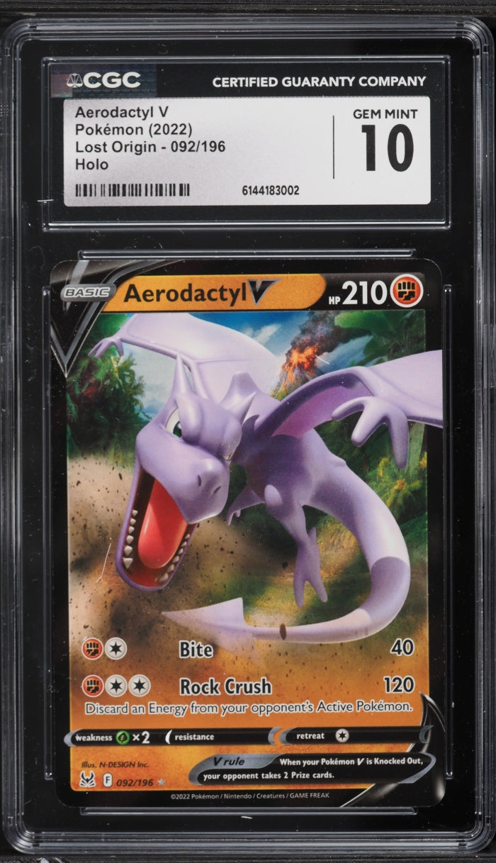 2022 Pokemon Lost Origin Aerodactyl V #092 CGC 10