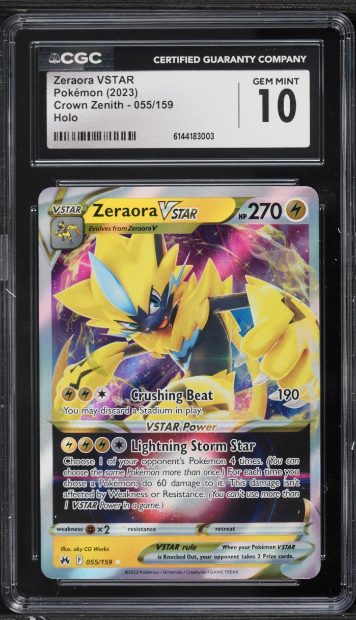2023 Pokemon Crown Zenith Holo Zeraora VSTAR #055 CGC 10
