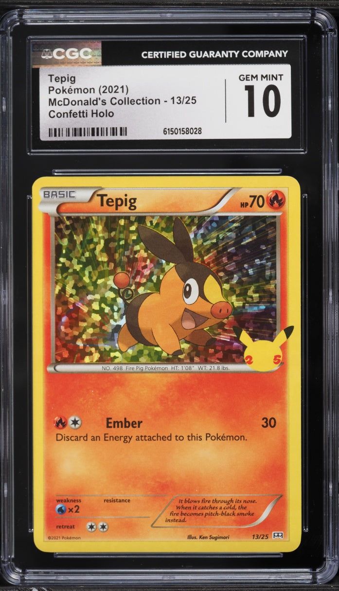 2021 Pokemon McDonald's Collection Confetti Holo Tepig #013 CGC 10