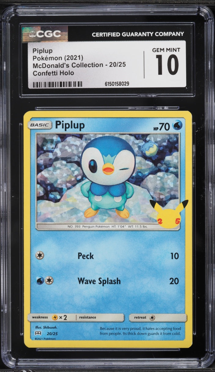 2021 Pokemon McDonald's Collection Confetti Holo Piplup #20 CGC 10
